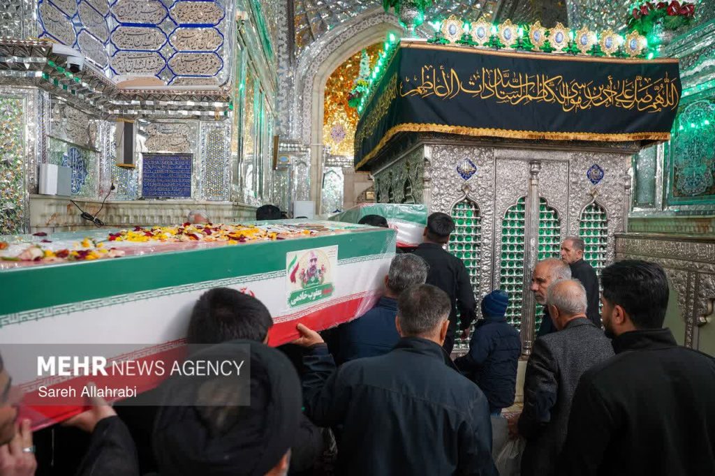 photo 2026 04 07 22 42 29 1024x682 - وداع با پیکر ۸ شهید مدافع وطن در حرم مطهر حضرت شاهچراغ علیه&zwnj;السلام